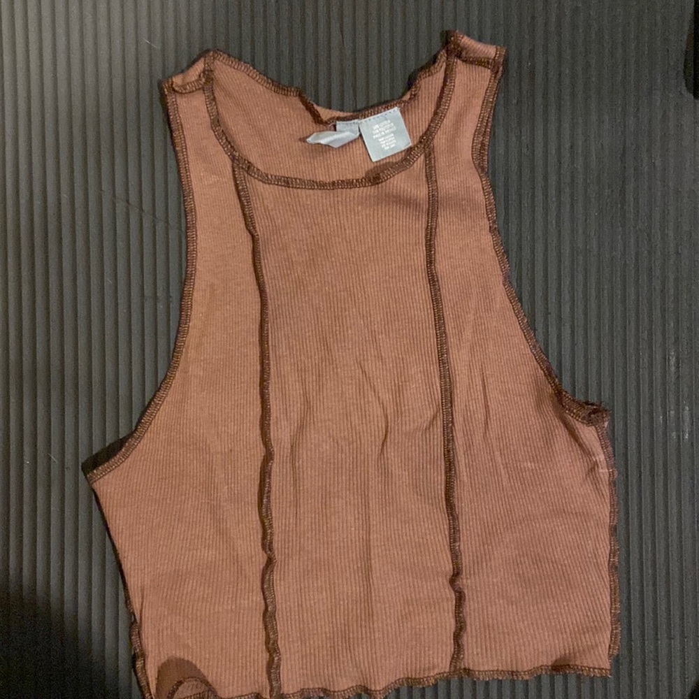 Sky and sparrow xs brown And dark brown hemmed inside out tank top